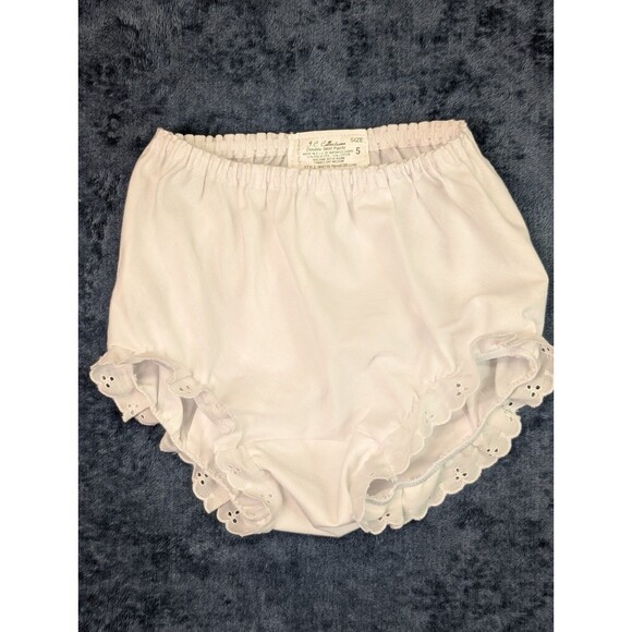 Other - JC Collections Girls Size 5 White Eyelet Trimmed Double Seat Panty Bloomers